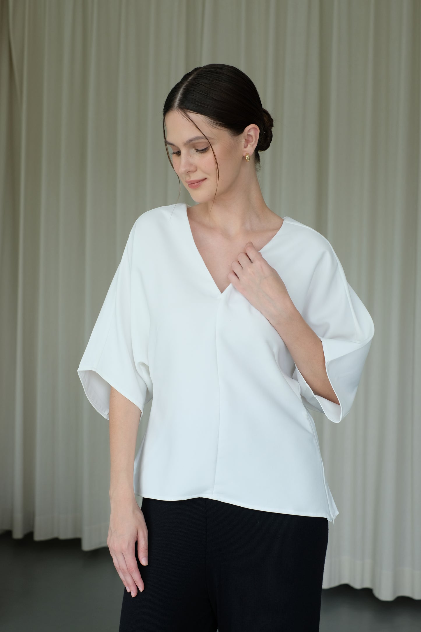 Camani V-Neck Blouse - White