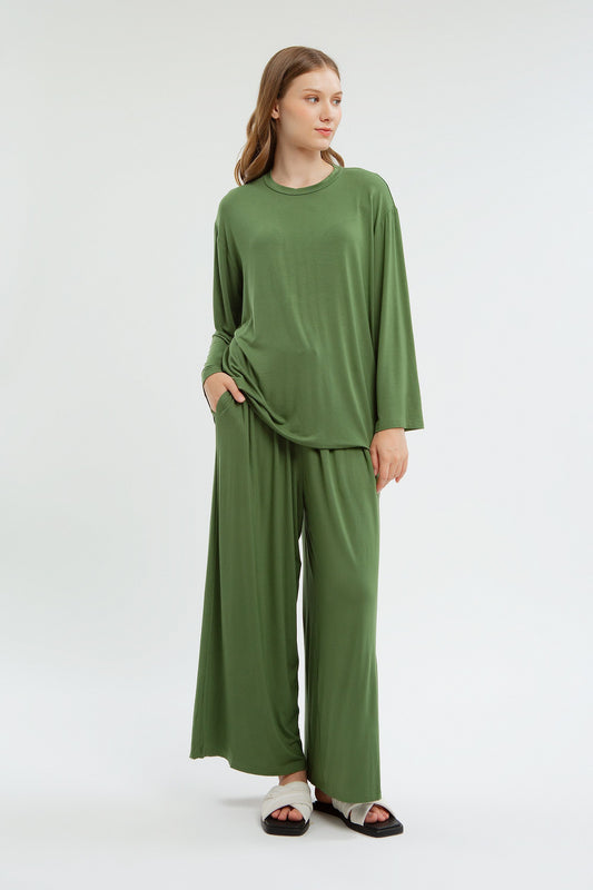 Camani Basic Pajama Longsleeve: Light Army