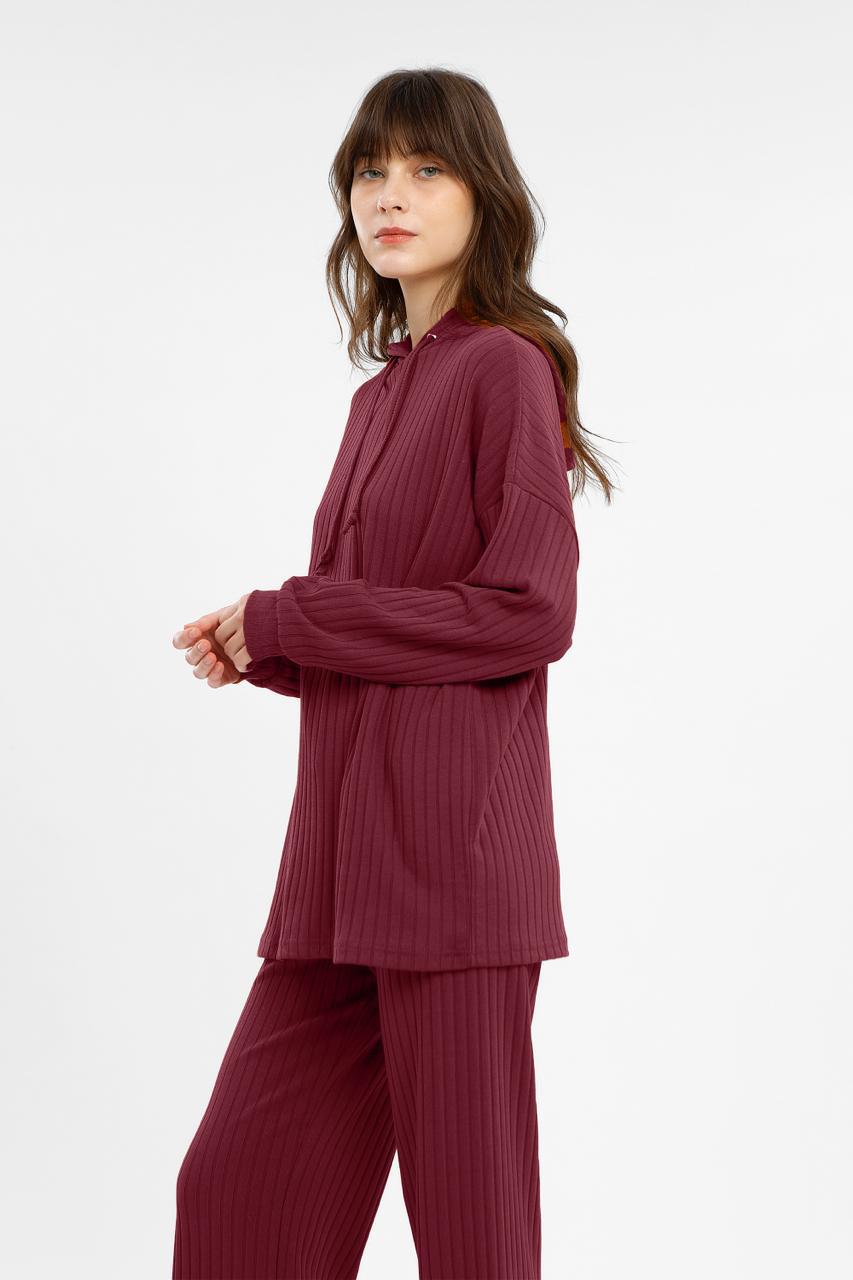 Camani Premium Knit Set Hoodie: Burgundy