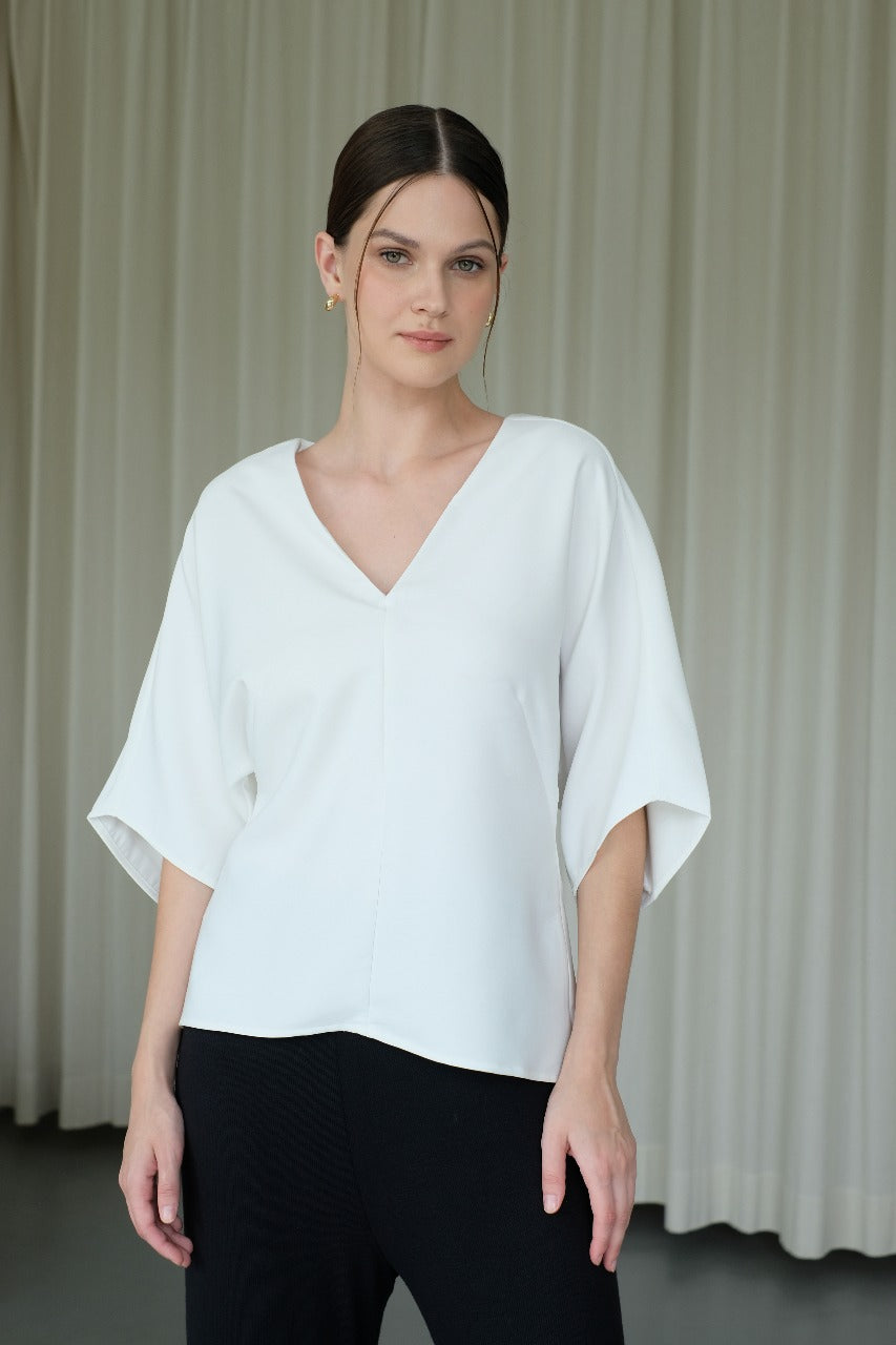 Camani V-Neck Blouse - White