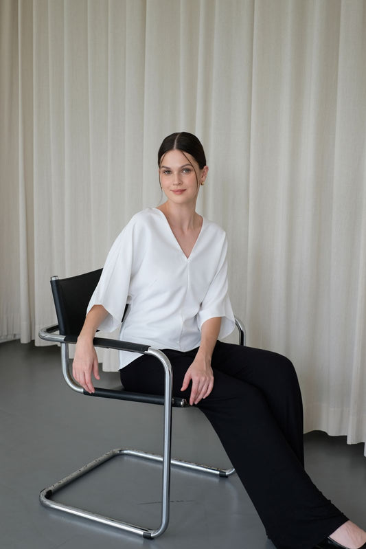 Camani V-Neck Blouse - White